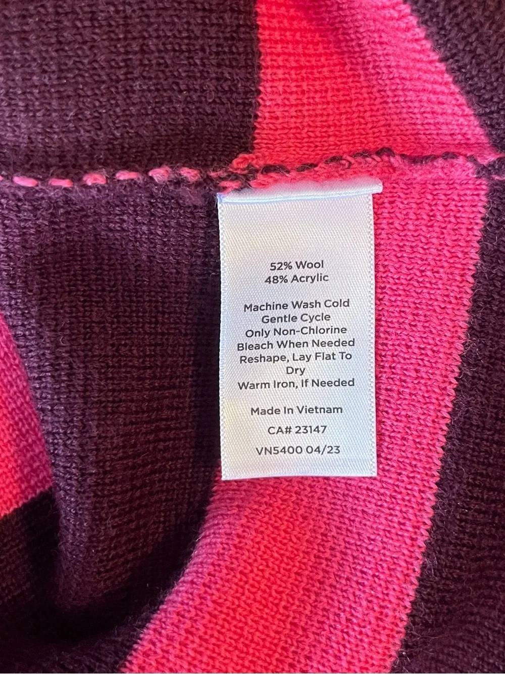 Talbots Striped Knit Polo Collar Sweater in Hot Pink and Deep Plum